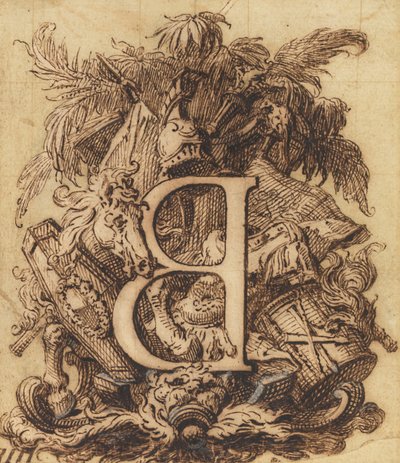 Ornamental Design for the Letter B by Gilles Marie Oppenord